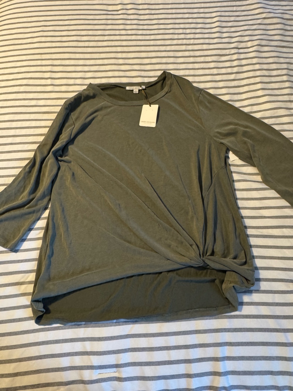 Green Envelope Olive Green Long-Sleeve Twist-Hem Tee